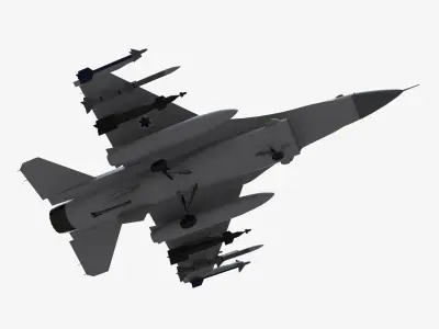 General Dynamics F-16D Brakeet Free low-poly 3D model
