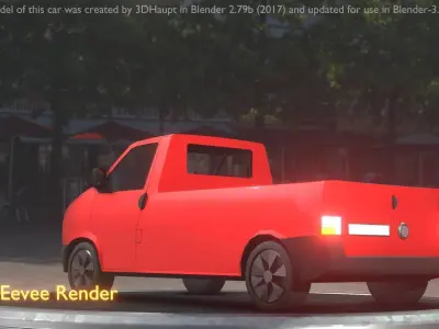 City Car 30 Commercial Pickup 3500 Type-C Red Low-poly 3D model