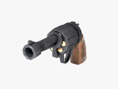 Stylized Revolver Pistol Free low-poly 3D model