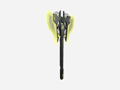 SciFi War Axe B05 Black Yellow - Sci Fi Weapon Design Low-poly 3D model