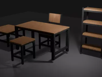 Modern Loft Furniture Set Low-poly 3D model
