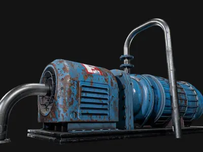 Generator old rusty machine Low-poly 3D model