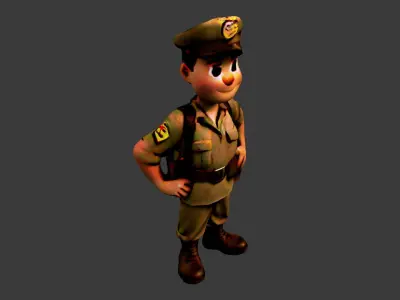 World War II Usa Soldier Low-poly 3D model