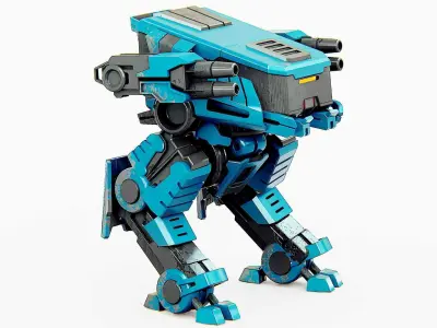 MILITARY DROID X-560 Rigged for Unreal Engine - Unity - MIXAMO 3D model