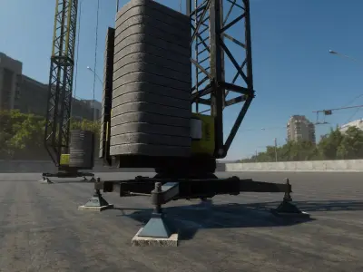 Construction Tower Crane Low-poly 3D model