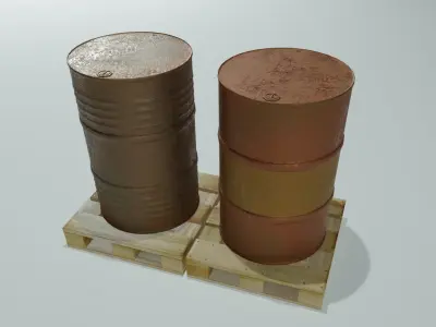 Metal Barrels on Pallets — 3D Model Collection 3D model