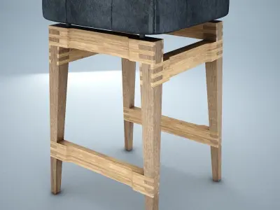 BRIOSCO BLACK LEATHER COUNTER STOOL 3D model