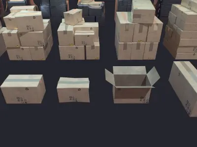 Carton Box Low-poly 3D model