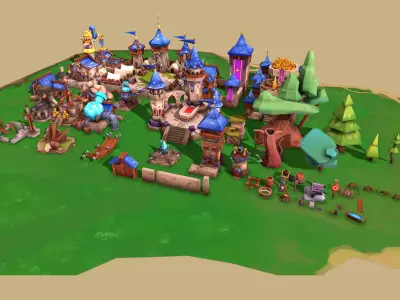 Fantasy Buildings Pack Low-poly 3D model