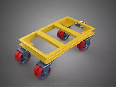 HEAVY DUTY TOW HOOK DOLLY CART HANDLING TROLLEY PALLET PLATFORM 3D model