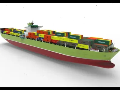 Super Container Ship green  3D model