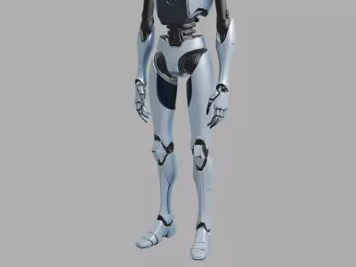 Sleek Silver Humanoid Android Robot 3D model