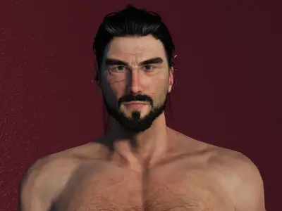 Realistic 3D Samurai Warrior Character Man for Blender Autodesk 3D model