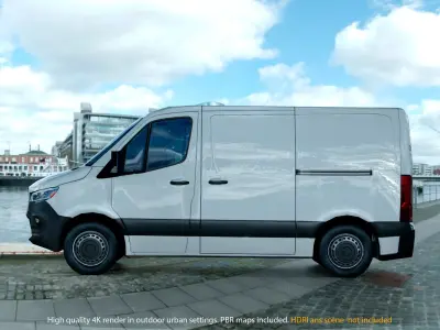 European van sprinter 2020 lo-poly PBR no logos Low-poly 3D model