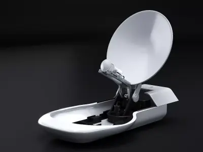 TV Broadcast Satellite Dish Roof Mounted PBR Workflow Low-poly 3D model