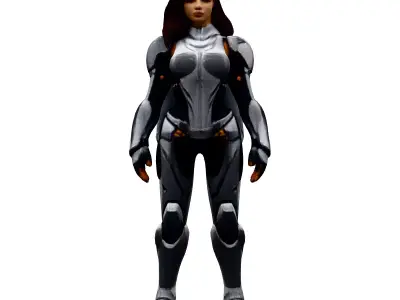 Scifi Female Soldier in Power Armor Low-poly 3D model