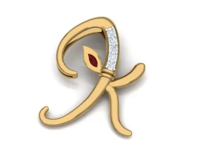 K letter pendant 3D print model buy