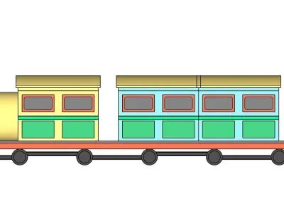 Simple Train 3D model Transportation aset 3D model