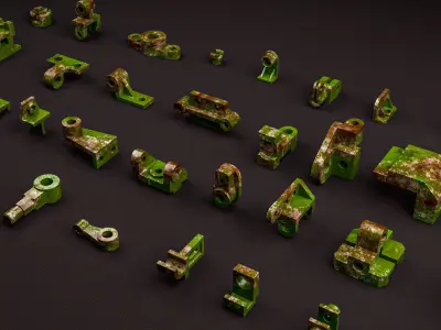 Building Blocks Kit Machined Parts Hard Surface V4 Low-poly 3D model