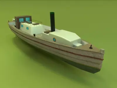 Steam Motor boat 1906 Low-poly 3D model