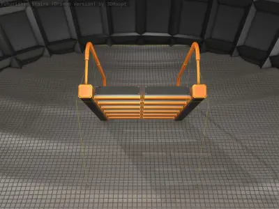 Sci-Fi Stairs - 19 - Orange Version Low-poly 3D model