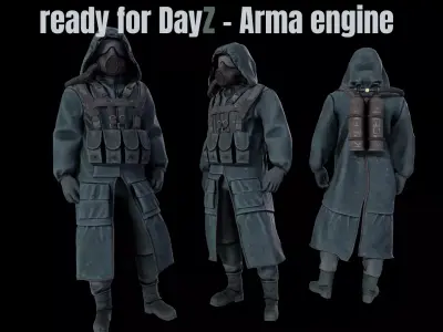 Hazmat coat suit in Stalker style Low-poly 3D model