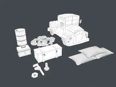 War Scene Assets Low-poly 3D model