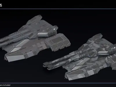 Scifi Golem Assault Antigrav Tank Low-poly 3D model