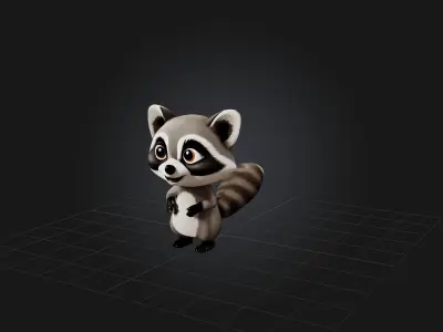 Cartoon Raccoon Low-poly 3D model