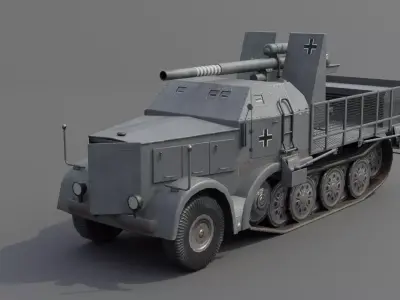 Flak 37 88mm Sfl Low-poly 3D model