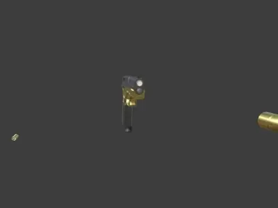 Gold Gun with easy animation 3D model