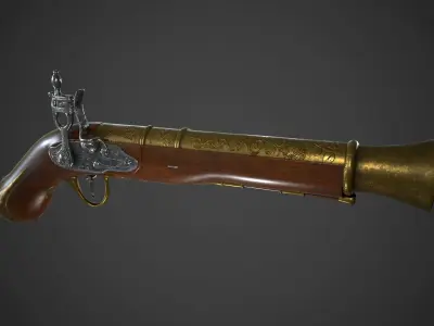 Ancient Shotgun Low-poly 3D model