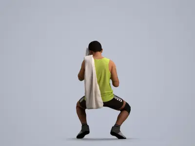 00533Levi004 - Adult Caucasian man sitting in sportswear with 3D model