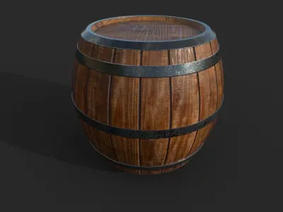 Varnished Wooden Barrel 3D model