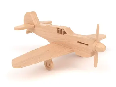Wooden toy airplane 05 3D model