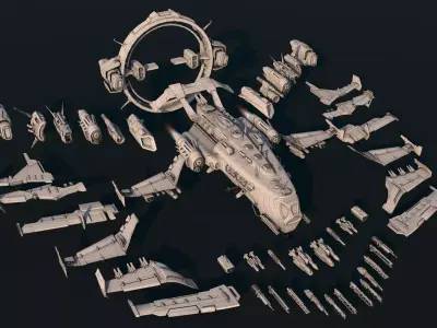 Spaceship 04 Modular Pack Low-poly 3D model