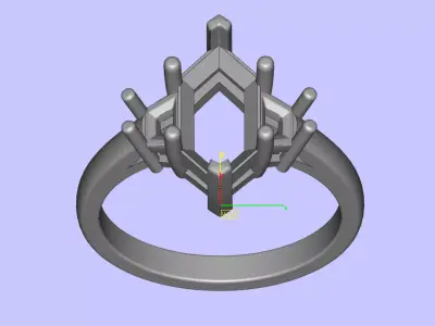 Hexagonal And Taper Stone Engagement Ring 3D print model