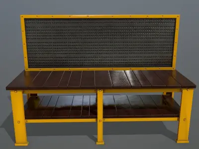 workbench bench made of wood and metal Low-poly 3D model get