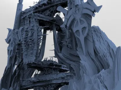 Mars Sci-Fi Monolith Massive structure 12 3D model