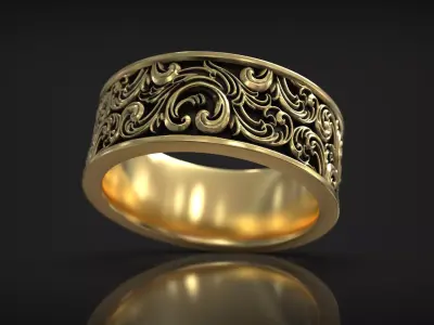 Vintage Floral Ornate Royal Heraldic Baroque Pattern Band 3D print model