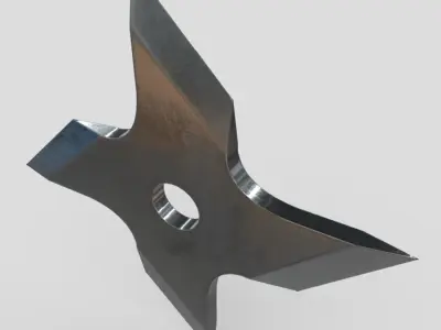 Shuriken 2 metal star with hole in middle Low-poly 3D model