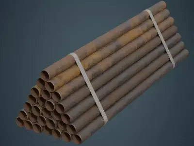 Industrial Pipes 3B Low-poly 3D model