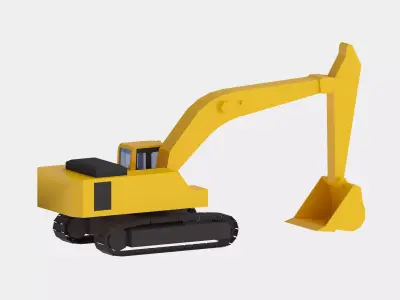 Excavator Construction PC600 Simplified Low-poly 3D model
