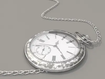 Pocket watch with chain 3D model