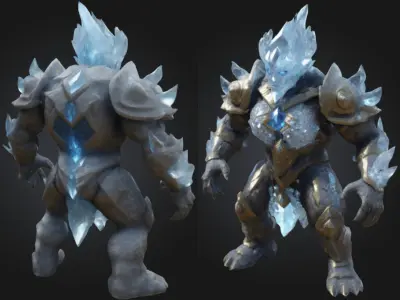 Ancient Ice Crystal Golem Low-poly 3D model