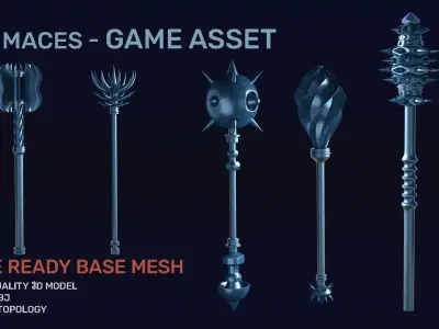collection 15 MACES 3D model Low-poly 3D model