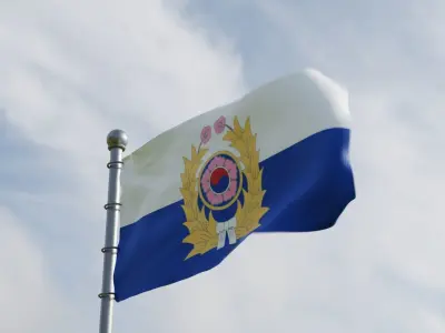 Animated South Korea Flags 3D 3D model