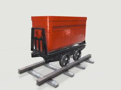 Mine Wagon 4 Low-poly 3D model