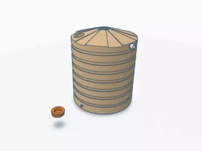 HO SCALE 5000LT ROUND WATER TANK 3D print model