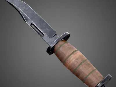 Ka-Bar K1 Tactical Knife AAA PBR Game Ready Melee Asset Low-poly 3D model